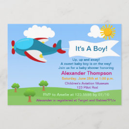 Bjud in till Cute Airplan Boy Baby Shower Inbjudningar