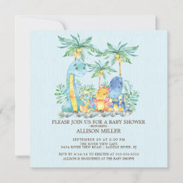 Bjud in till Cute Dinosaur Boys Baby Shower Inbjudningar