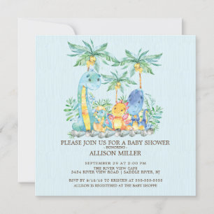 Bjud in till Cute Dinosaur Boys Baby Shower Inbjudningar