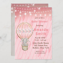 Bjud in till Cute Elephant Luftballong Baby Shower