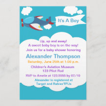 Bjud in till Cute Little Airplan Boy Baby Shower