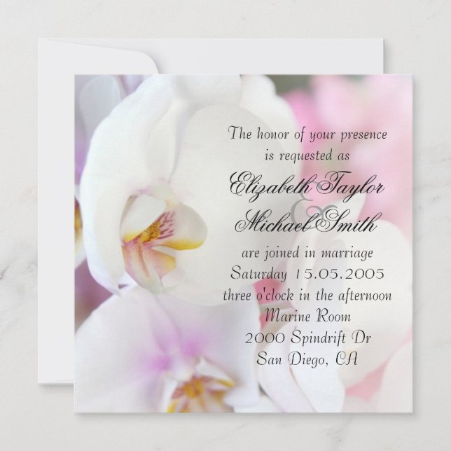 Bjud in till Luxury Elegant White Orchid Wedding Inbjudningar (Framsida)