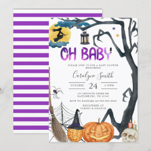 Bjud in till Spooky Pumpkin Halloween Baby Shower Inbjudningar