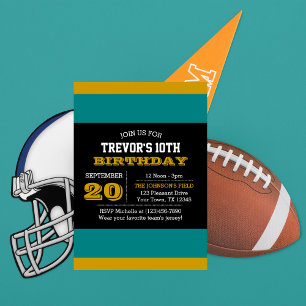 Bjud in till Teal and Black Team Birthday Inbjudningar