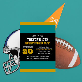 Bjud in till Teal and Black Team Birthday Inbjudningar