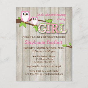 Bjud in till White Uggla Chevron Baby Shower Inbjudan Vykort