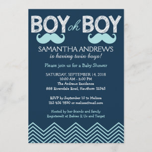 Bjud in, Twillingar Baby Shower Inbjudan