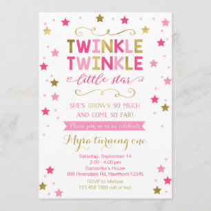 Bjud in Twinkle Little Star Birthday-inbjudan Inbjudningar