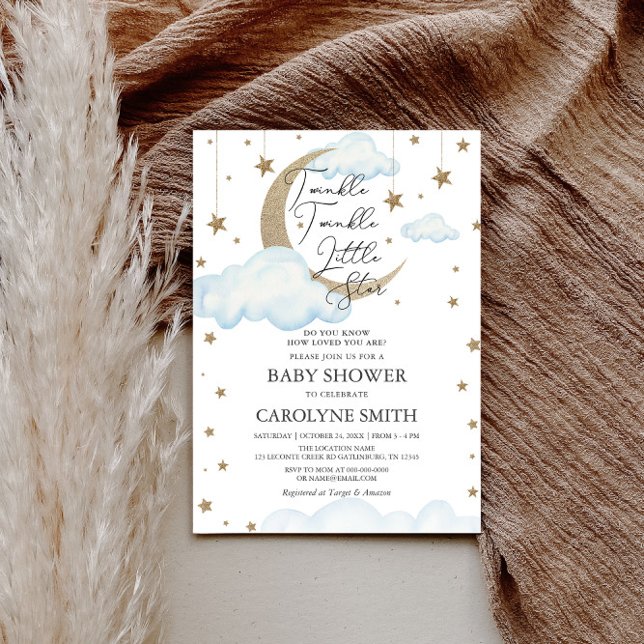Bjud in Twinkle Little Star Boy Baby Shower Inbjudningar (Skapare uppladdad)