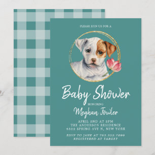 Bjud in vattenfärgsfärg i Cute Puppy Hund Shower S Inbjudningar