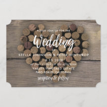 Bjud in vin Kork Heart Wedding bjudes in