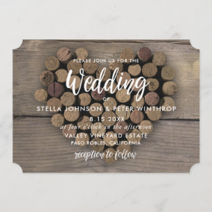 Bjud in vin Kork Heart Wedding bjudes in Inbjudningar