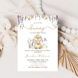 Bjud in Wildblomma Bunny Påsk Baby Shower Inbjudningar