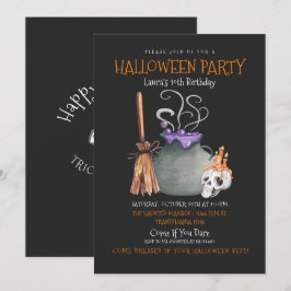 Bjud in Witch Halloween Birthday Inbjudningar