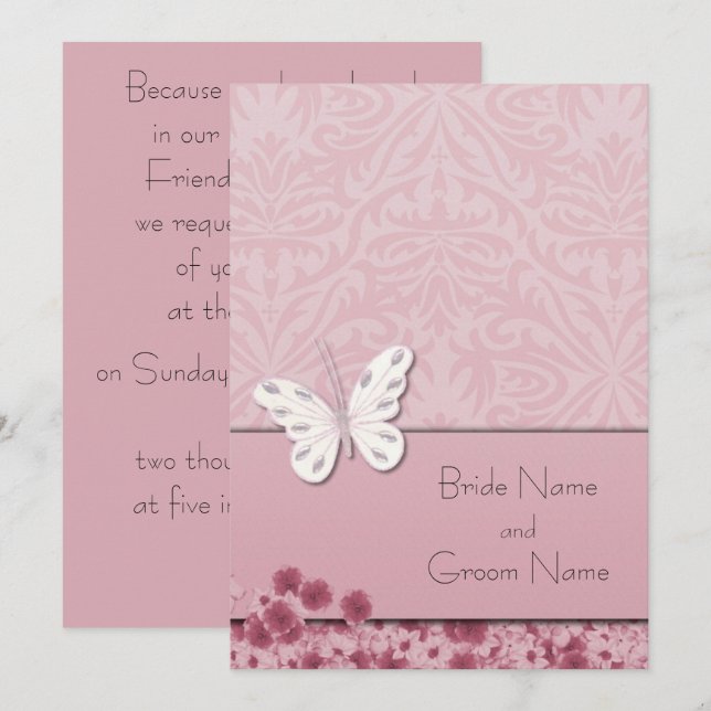 Bjud- och blomsterinbjudan inbjudningar (Fram/baksida)