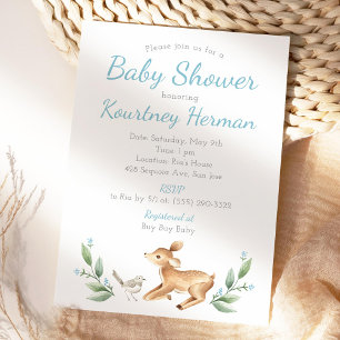 Bjud- och Hjort Woodland Baby Shower-inbjudan Inbjudningar