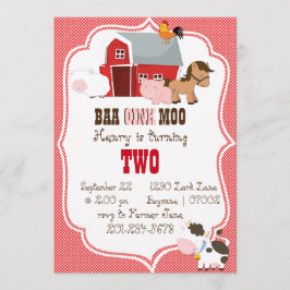 Bjud-Oink-Moo Birthday-inbjudan Inbjudningar