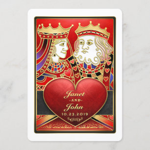Bjud om Kung & Queen Red & Black Vegas Wedding Inbjudningar