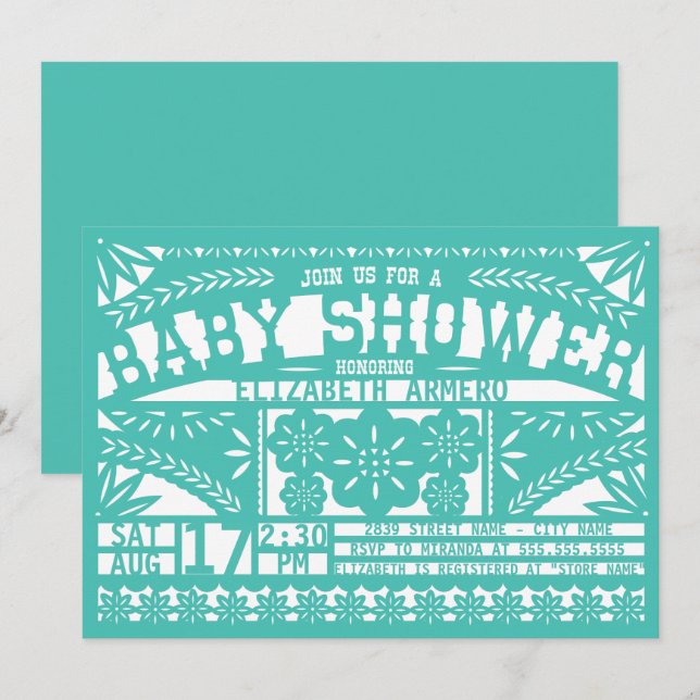 Bjud på babybabyskor på papel Picado Inbjudningar (Fram/baksida)