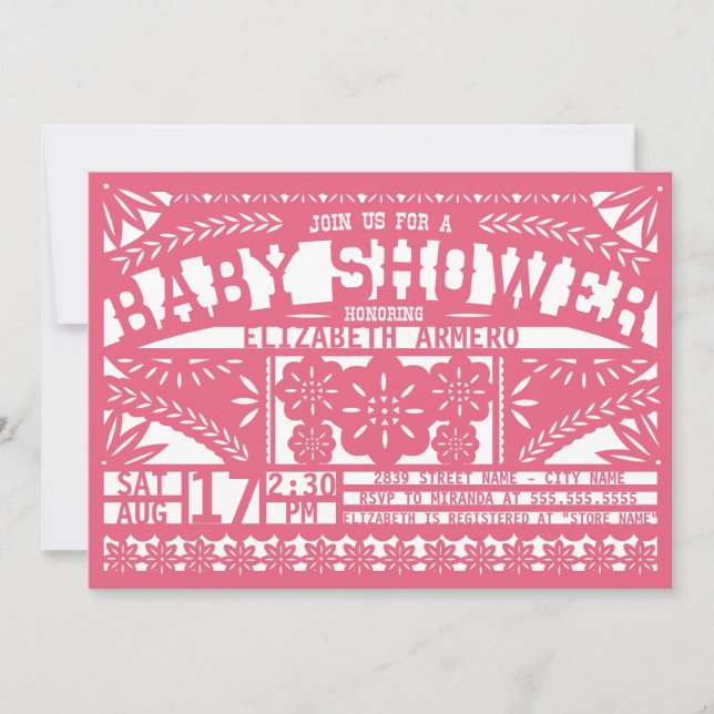 Bjud på babybabyskor på papel Picado Inbjudningar (Framsida)