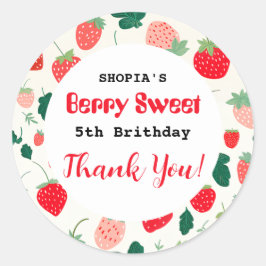 Bjud på Berry Sweet Birthday Runt Klistermärke