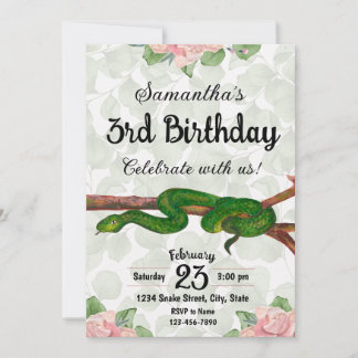 Bjud på Birthday-kallelse för Snake Birthday Inbjudningar