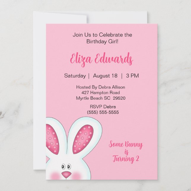 Bjud på Bunny Rabbit Birthday-inbjudan Inbjudningar (Framsida)