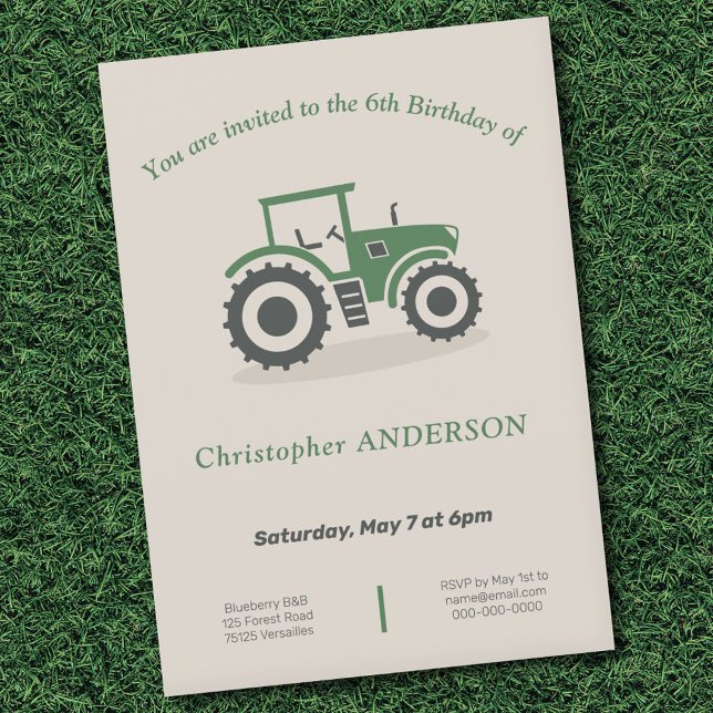 Bjud på födelsedag för jordbrukstraktor inbjudningar (Farm Tractor Birthday Invitation)