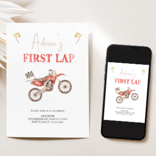 Bjud på födelsedagen för första LAP Red Dirt Bike Inbjudningar