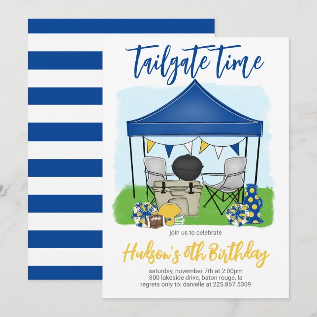Bjud på födelsedagen för fotbollsdagen - Tailgate  Inbjudningar (Fram/baksida)