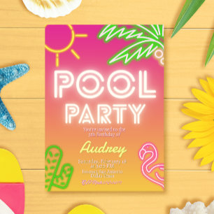 Bjud på födelsedagen i Bassäng Party Inbjudningar