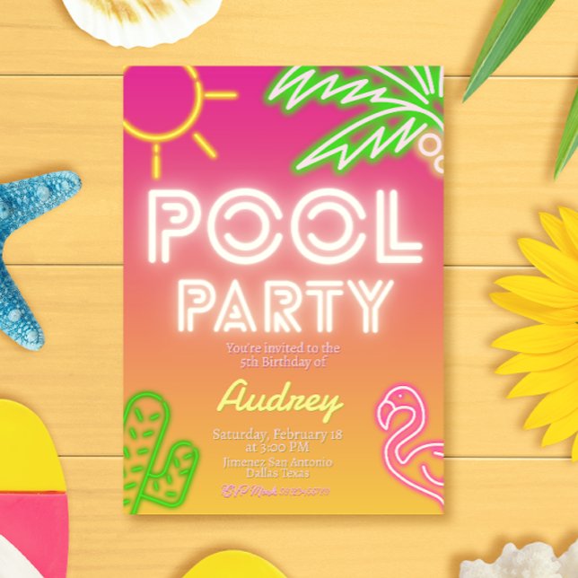 Bjud på födelsedagen i Bassäng Party Inbjudningar (Pool Party Girl Birthday Invitation)