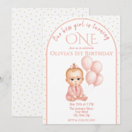 Bjud på födelsedagen i chef Flicka - Rosa Pastel Inbjudningar