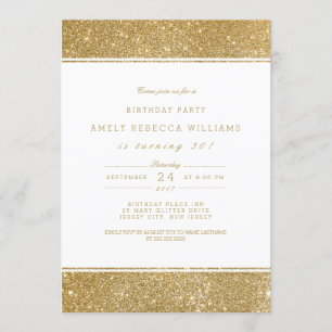Bjud på födelsedagen i Classy Faux Guld Glitter Inbjudningar