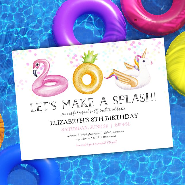 Bjud på födelsedagen i Floatie Bassäng Party Inbjudningar (Skapare uppladdad)