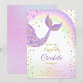 Bjud på födelsedagen i glitter Sjöjungfru Svan Inbjudningar