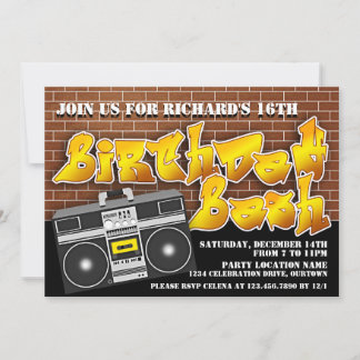 Bjud på födelsedagen i old school Hip hop Inbjudningar