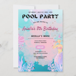 Bjud på födelsedagen i sjöjungfru Bassäng Party Inbjudningar