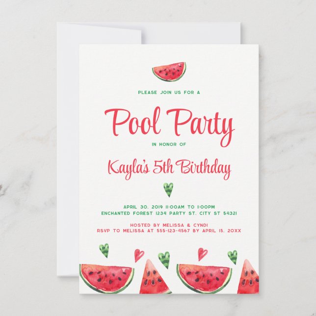 Bjud på födelsedagen i Watermelon Bassäng Party Inbjudningar (Framsida)