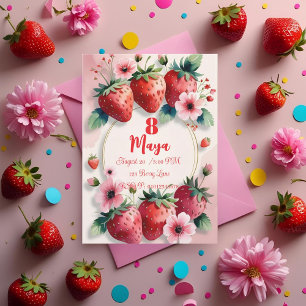 Bjud på födelsedagen till Berry Sweet Strawberry Inbjudningar