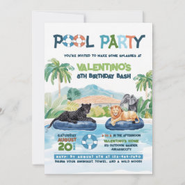 Bjud på födelsedagen vilda djur Bassäng Party Inbjudningar