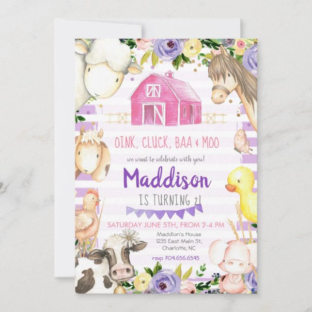 Bjud på födelsedagstid för flickor inbjudningar (Framsida)