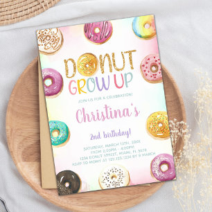 Bjud på Golden Glitter Donut-födelsedagen Inbjudningar