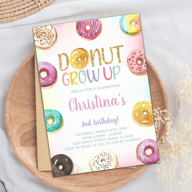 Bjud på Golden Glitter Donut-födelsedagen Inbjudningar (Golden Glitter Donut Birthday Invitations)