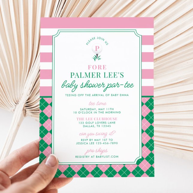 Bjud på golf Baby Shower Par-tee Inbjudningar (Golf Baby Shower Par-tee Invitation)