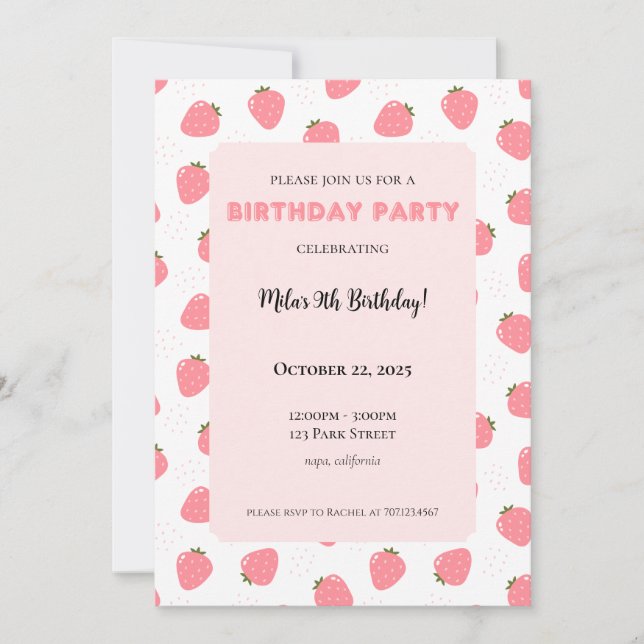 Bjud på jordgubbsdagen inbjudningar (Framsida)
