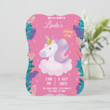 Bjud på Lama Unicorn Birthday-inbjudan