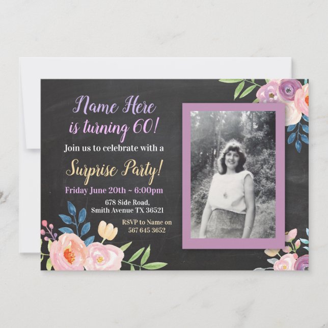 Bjud på Lila under födelsedagen - inbjudan till fo (Framsida)