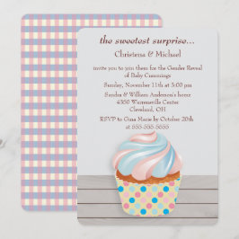 Bjud på Myasty Cupkaka Gender Reveal-inbjudan Inbjudningar