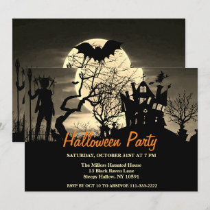 Bjud på Spooky Full Moon Halloween fest Inbjudningar